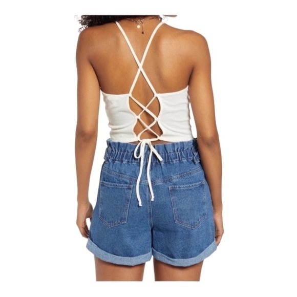 Bp Nordstrom Ribbed Tie Back Crop Tank top - Picture 2 of 12